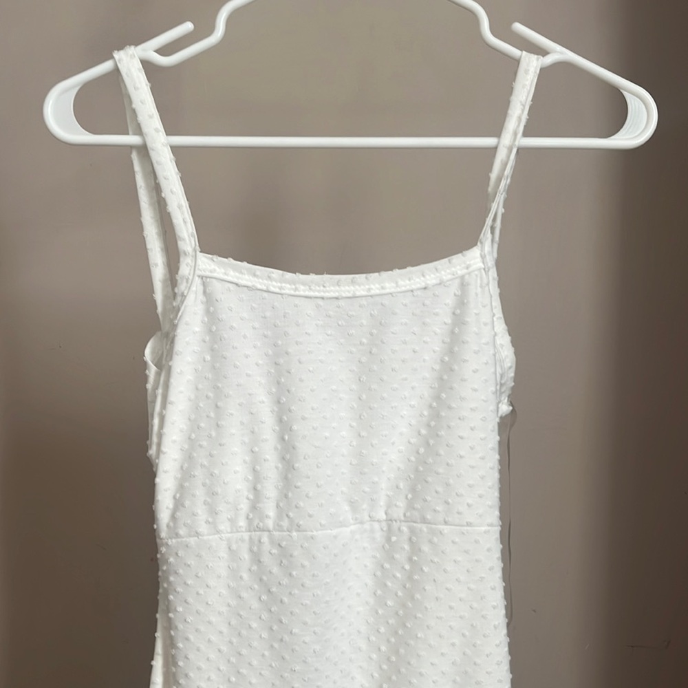White above the knee tie back dress